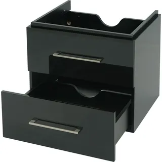 Premium Waschbeckenunterschrank HWC-D16, Waschtischunterschrank Waschtisch Badmöbel, hochglanz 60cm schwarz - Schwarz