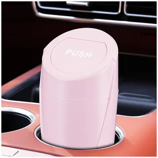 CGEAMDY Plastik Auto Getränkehalter Mini Mülleimer, Mini Auto Mülleimer, Auto Mini-Mülleimer Mit Deckel, Tragbare Autoabfalleimer Becherhalter, Für Autos(Rosa)