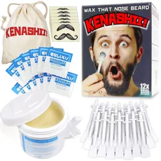 Kenashii Nasenwachsset-100g Nasenhaarwachs, 24 Applikatoren, 12 Balsamtücher nach dem Waxing und Schnurrbartschützer - Nasenwaxing für Männer und Frauen - Nasenhaarentferner - Nasenhaarentfernungsset