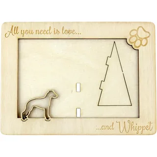 Whippet, Kleiner Englischer Windhund - Fotorahmen, gravierter Holzrahmen, ein schönes Gadget für den Hundeliebhaber von Art-Dog
