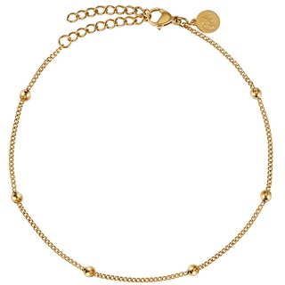 GD GOOD.designs Fußkettchen für Damen Gold - Wasserfest - Fußkette mit kleinen Perlen Dots - 18K vergoldet - Frauen Edelstahl Fußschmuck