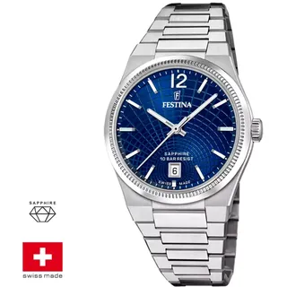 Damenuhr FESTINA Swiss Made Rivé Stahl Glas Saphir
