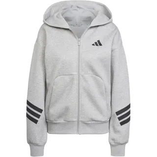 adidas Women's Future Icons Three Stripes Full Zip Hoodie, medium Grey Heather, XS
