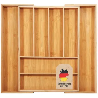 Intirilife Besteckkasten aus Bambus ausziehbar 33-50 x 43 x 5 cm