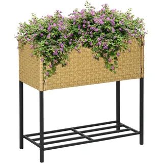 Outsunny Poly Rattan Hochbeet 70 x 30 x 70 cm Sand