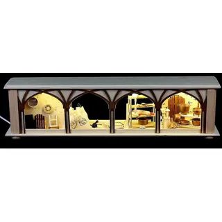 Schwibbogen-Unterbau/Raumleuchte Mehlkammer (50x12x10cm) von RATAGS Holzdesign - Naturbelassen