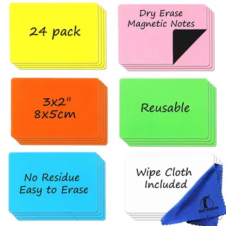 Kühlschrank Scrum Magnete Beschreibbar - 24 Stück - 7.5x5cm Whiteboard Magnetische Etiketten Magnetstreifen - Kleine Magnetsschilder zum Beschriften für Zuhause, Büro, Kanban und Schule