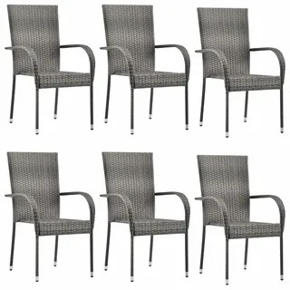 vidaXL Gartenstühle Stapelbar 55,5 x 53,5 x 95 cm grau 6 St.