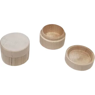 Runde Schachtel aus Buchenholz, 5,8 x 5,8 x 2,8 cm - Weiß