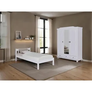 Mid.you Einzelzimmer , Weiß , Holz , Kiefer , massiv , 5 Fächer , Schlafzimmer, Komplette Schlafzimmer und Serien, Schlafzimmerserien