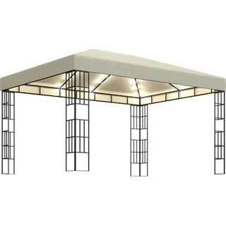vidaXL Pavillon mit LED-Lichterkette 3x4 m Cremeweiß - Creme