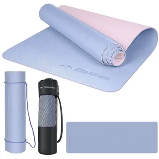 HOEL EliteAthlete® Yogamatte - Sportmatte - Fitnessmatte - Gymnastikmatte gepolstert & rutschfest für Fitness, Pilates - Yoga Matte - 183 cm x 61 cm x 0.6 cm - Trainingsmatte inkl. Transportgurt + Tasche,