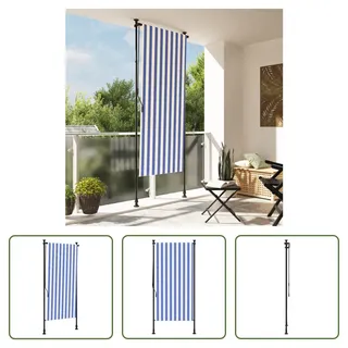 The Living Store Außenrollo Blau und Weiß 120x270 cm Stoff und Stahl - Blau