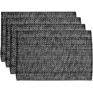 Sweet Home Collection P-MAT-313-BLK-4PK 100% Cotton Placemats for Dining Room Tables Rectangle Two Tone Weiches, strapazierfähiges Tischset aus gewebtem Stoff, 25,4 x 48,3 cm, Baumwolle, schwarz