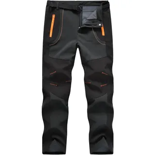 donhobo Herren Gefüttert Winterhose Wasserdicht Winddicht Warm Verdickte Softshellhose Outdoorhose Funktionshose Trekkinghose Wanderhose (Dunkelgrau, XXXL)