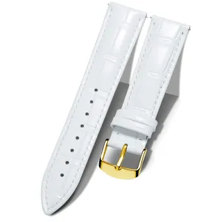 BINLUN Leder-Uhrenarmband 10mm-24mm Krokodilmuster Schnellverschluss Ersatz Kalbsleder Armbänder für Smartwatch Herren & Damen 13 Größen Silber/Gold/Roségold Schnalle (Gold Schnalle,weiß,22mm)