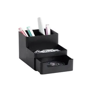 Zeller Schreibtisch-Organizer Utensilien schwarz Kunststoff 4 Fächer 15,3 x 11,2 x 9,3 cm