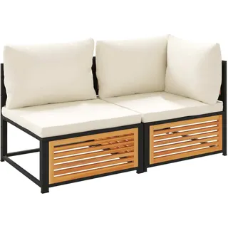 vidaXL Gartensofa mit Kissen 2-Sitzer Massivholz Akazie - Braun
