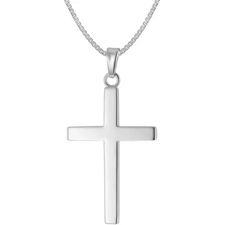trendor Herren-Halskette mit Kreuz-Anhänger 28 mm Silber 925 zeitloser Halsschmuck aus Sterlingsilber für Männer, elegante Geschenkidee 41228-50 50 cm