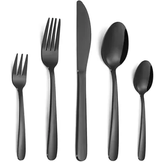 Bestdin Besteck Set 12 Personen, 60 teilig Schwarzes Besteck, Edelstahl Besteckset mit Messer Gabel Löffel, Besteck Schwarz für Haus/Party/Restaurant, Hochglanzpoliert & Spülmaschinenfest.