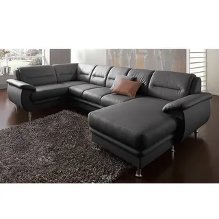 sit&more Wohnlandschaft "Mailand U-Form, B: 312 cm", optional Bettfunktion, schwarz,