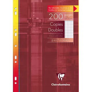Clairefontaine 47122C Packung (mit 100 Blatt Kanzleibögen, für DIN A4, 21 x 29,7 cm, gelocht, kariert mit Rand) weiß
