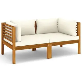 vidaXL 2-Sitzer-Gartensofa mit Creme Kissen Massivholz Akazie