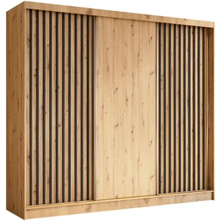 altdecor Kleiderschrank, Eiche Artisan, Schwarz, Holzwerkstoff, 240x216x61 cm, Schlafzimmer, Kleiderschränke