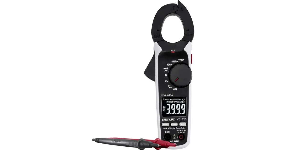 Pinza Amperometrica Digitale VOLTCRAFT VC-522 – True RMS, CAT III 600V, 4000 Counts, 8 Funzioni