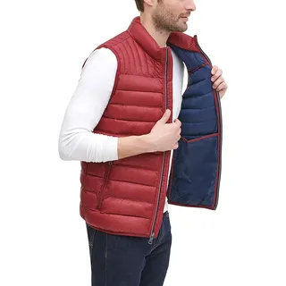 Tommy Hilfiger Herren Lightweight Packable Puffer Vest Daunenweste, Rot/Ausflug, einfarbig (Getaway Solids), L