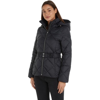 Tommy Hilfiger Damen Jacke Belted Quilted Winter, Schwarz (Black), L