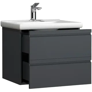 Mid.you Waschtischkombi , Anthrazit , Holzwerkstoff , 2 Schublade(n) Schubladen , 60 cm , hängend , Badezimmer, Waschbecken & Armaturen, Waschtische