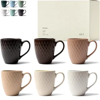 KIVY Tassen Set 6er x 400ml - Große Kaffeetassen Set 6er - Kaffeetasse groß - Teetassen - Kaffee Tassen Sets - Kaffeebecher Keramik Becher - Bechersets - Kaffeepott Modern - Kaffeehäferl