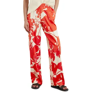 Stoffhose MARC O'POLO, Damen, Gr. 44, N-Gr, bunt (multi), Satin, Obermaterial: 96% Viskose, 4% Elasthan, bedruckt, relaxed fit normal, Hosen Stoffhose, Mit Allover-Print, glatte und glänzende Oberfläche