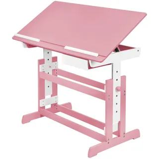 tectake Höhenverstellbarer-Schreibtisch 109 x 55 x 94 cm, pink , Pink , Holz , Rechteckig , 55x94x109 cm , Büromöbel, Schreibtische, Schreibtische
