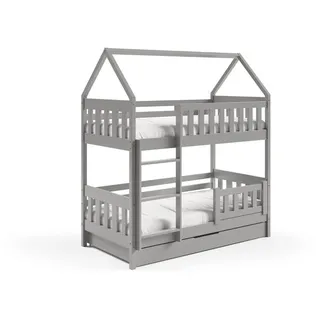 masseno Etagenbett Elena 80 x 190 cm Kiefer massiv Hellgrau