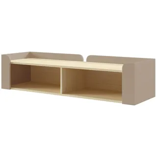 Beautysofa Wandregal Sorella mit 2 offenen Regalböden, 130 cm, Porcini + Eiche Mavelie , Cappuccino, Eichefarben , Holzwerkstoff , 130x33x27 cm , Wohnzimmer, Regale, Wandboards