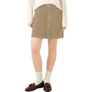QS Minirock Cordrock mit langer Knopfleiste, camel