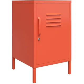 Novogratz Cache Metall-Beistelltisch Orange, 37 x 40 x 69 cm, Nachttisch mit Spindtür und 2 Ablagefächern, Metall-Side-Table im Industrial Design für Wohnzimmer, Schlafzimmer und Home Office