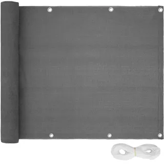 tectake Balkonsichtschutz Lorena,500 x 90 cm,grau , Grau , Kunststoff , 90x0.5 cm , Sonnenschutz, Sichtschutz