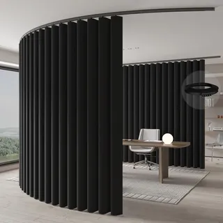 JILRON Raumtrenner Vorhang,Deckenmontage Auf Schienen,Raumteiler Für Flexiblen Sichtschutz (Schwarz - H243 x B540 cm)