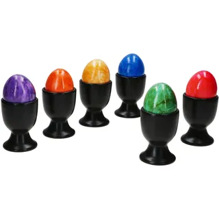MamboCat Panther 6er Set Eierbecher schwarz I für 6 Personen I Matte runde Steingut-Eierbecher mit Fuß I Geschirr für das weiche oder Harte Frühstücksei beim Brunch & Buffet