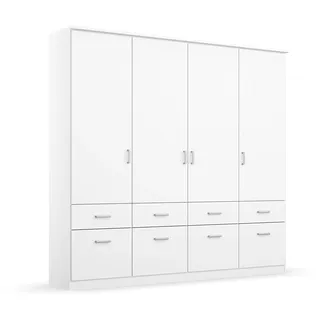 Rauch Möbel Bremen Schrank Drehtürenschrank Kleiderschrank in Weiß mit 8 Schubladen 4-türig, inklusive Zubehörpaket Basic 1 Kleiderstange, 4 Einlegeböden BxHxT 181x199x58 cm, A8335.0R97