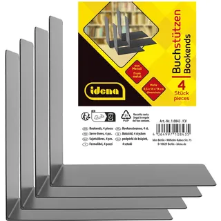 IDENA Buchstützen Metall 14 x 14 x 8,5 cm Schwarz 4 St.