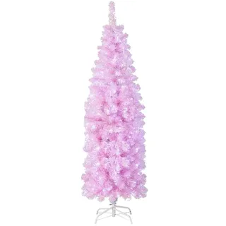 Costway Künstlicher Weihnachtsbaum Bleistift Rosa 180cm