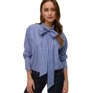 Vero Moda Islunn Langarmhemd - Dark Denim / Stripes Snow White - S
