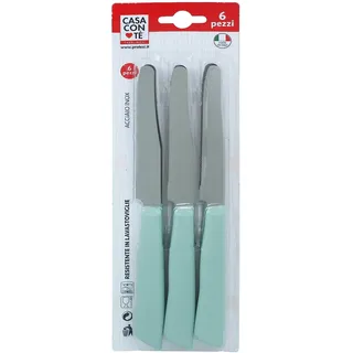 Pratesi Confezione 6 COLTELLI TAVOLA CM.11 Verde, 18/8 Stainless Steel, Multicolour, One Size