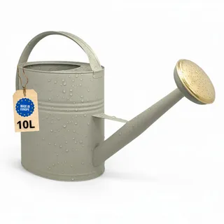 Gießkanne 10l, Gießkanne Metall für Garten & Balkon, Hochwertige Giesskanne 10 Liter aus verzinktem Metall, Gießkanne mit abnehmbarer Brause, Gießkanne retro mit Messingbrause, Gießkanne Grün