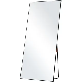 VEVOR Ganzkörperspiegel 180 x 78 cm Standspiegel aus gehärtetem Glas zum Aufhängen oder Anlehnen mit Ständer Rahmen aus Aluminiumlegierung, Ganzkörper-Ankleidespiegel für Wohnzimmer und Schlafzimmer