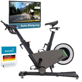 Skandika Heimtrainer Fahrrad Indoor Kliva 500-S / 800-S | Spinning Bike SMART mit LED, Steigung 16 Stufen, Magnetbremse 32 Stufen, 3 Programme, Bluetooth Kinomap App kompatibel, bis 150 kg (800 Watt)